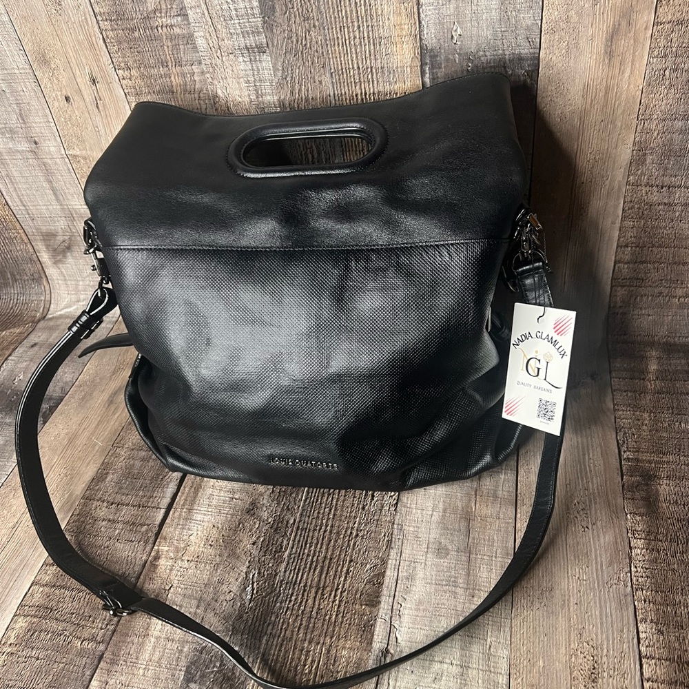 Louis Quatorze Black Leather Shoulder Crossbody Bag